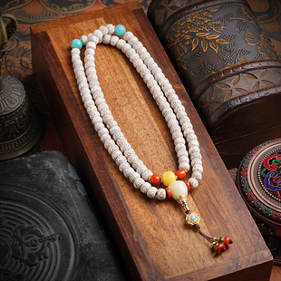 海南星月菩提手串108颗高密顺白原生态原籽文玩天然蜜蜡配饰项链