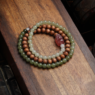 印度老山檀手串女男士 天然和田玉手链原香木佛珠文玩配饰貔貅正品