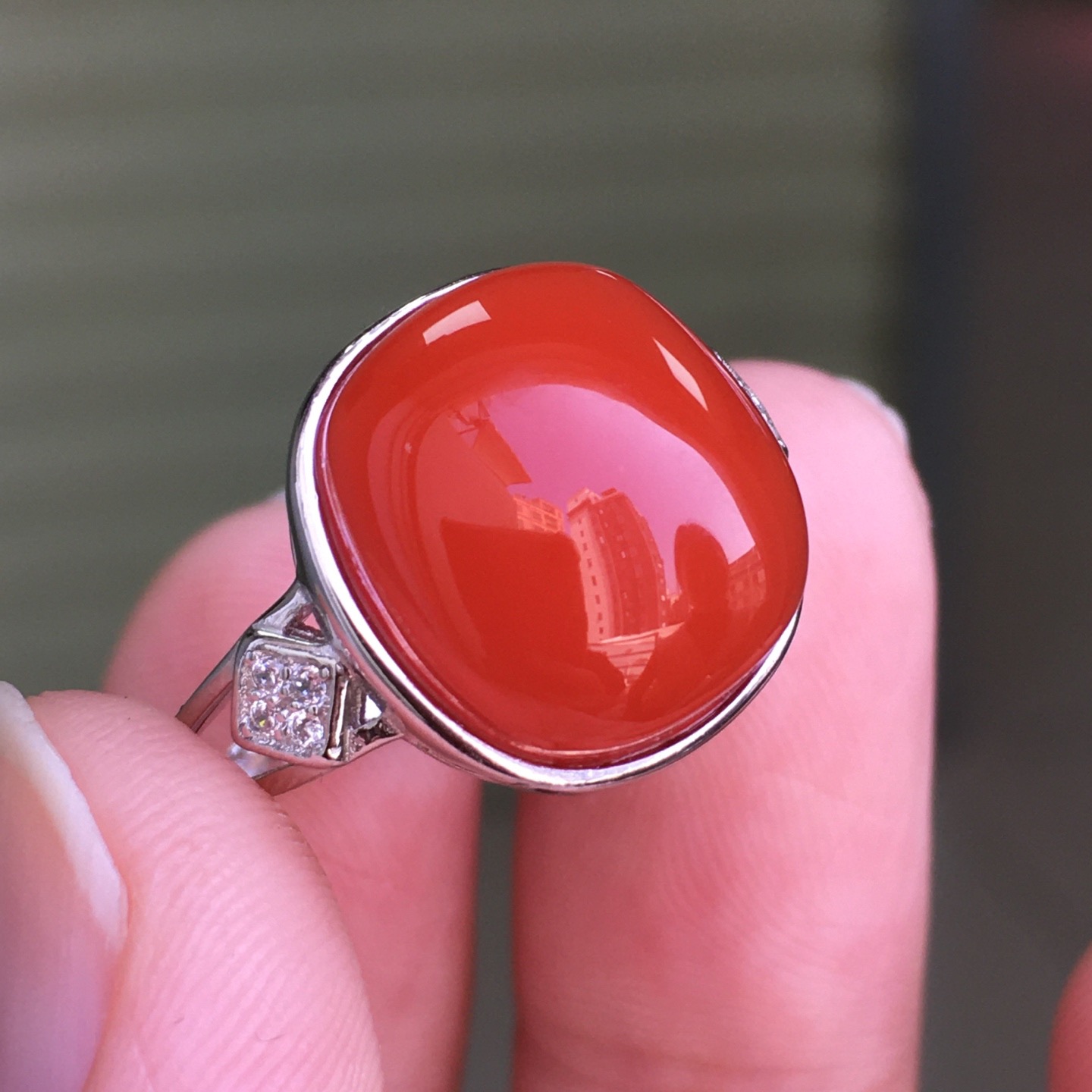 南红玛瑙戒指瓦西料柿子红戒指戒面