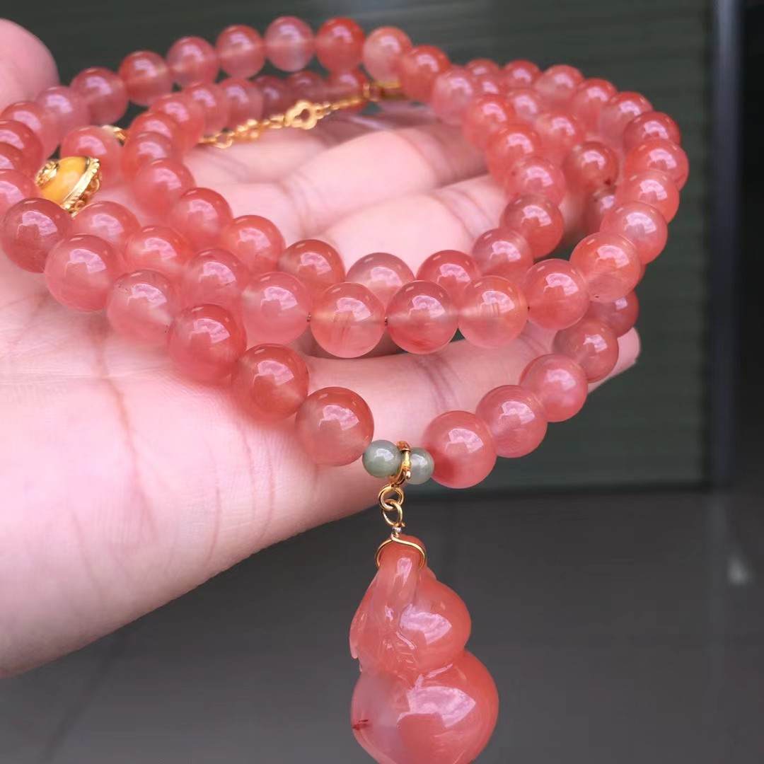 南红玛瑙天然南红玛瑙手串手链女款随行毛衣链吊坠柿子红老型冰飘
