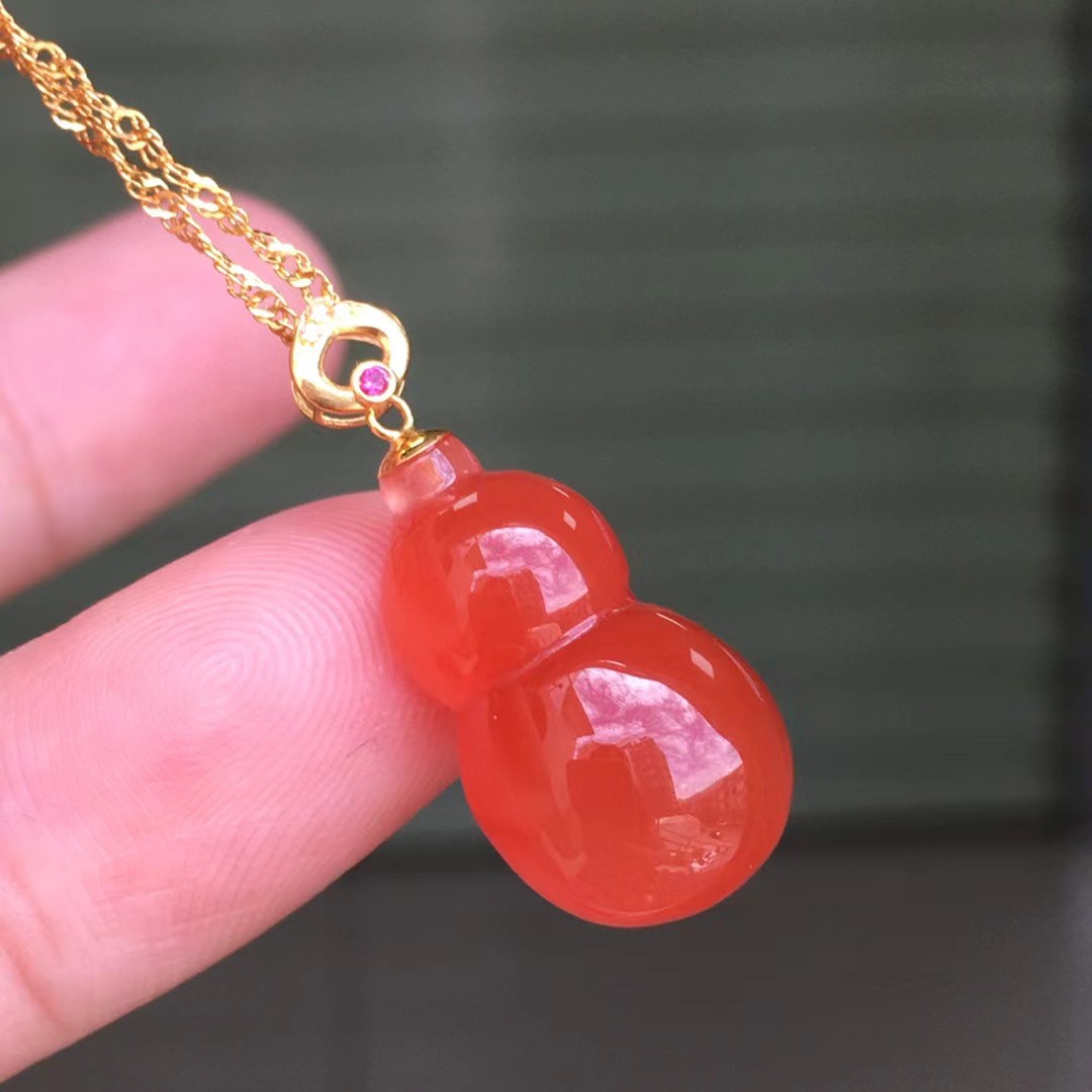南红玛瑙天然南红玛瑙手串手链女款随行毛衣链吊坠柿子红保山冰红