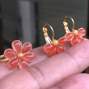 南红玛瑙耳钉女款耳饰耳环耳坠耳一套镶嵌