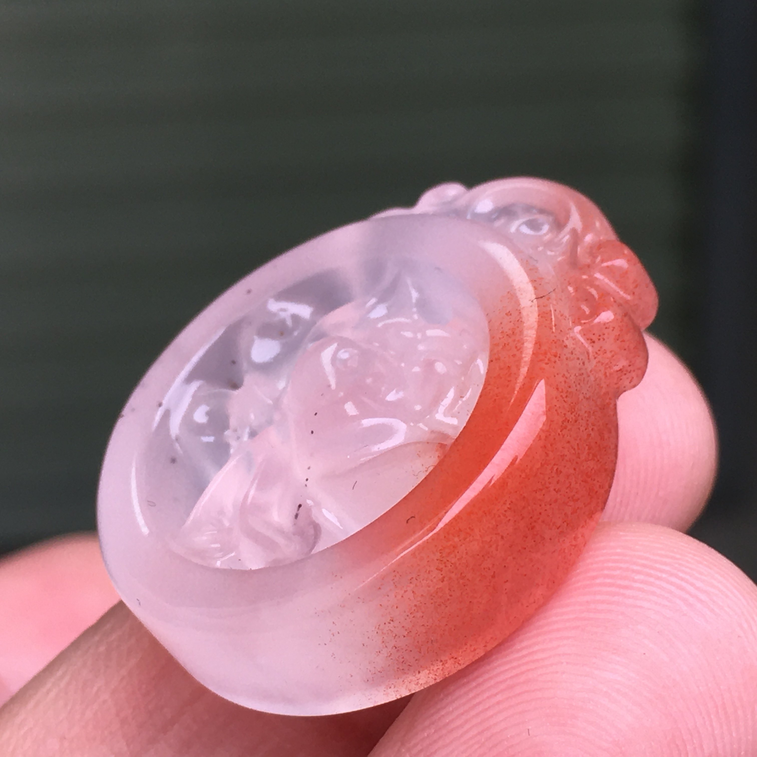 南红玛瑙吊坠柿子红吊坠18k金镶嵌吊坠