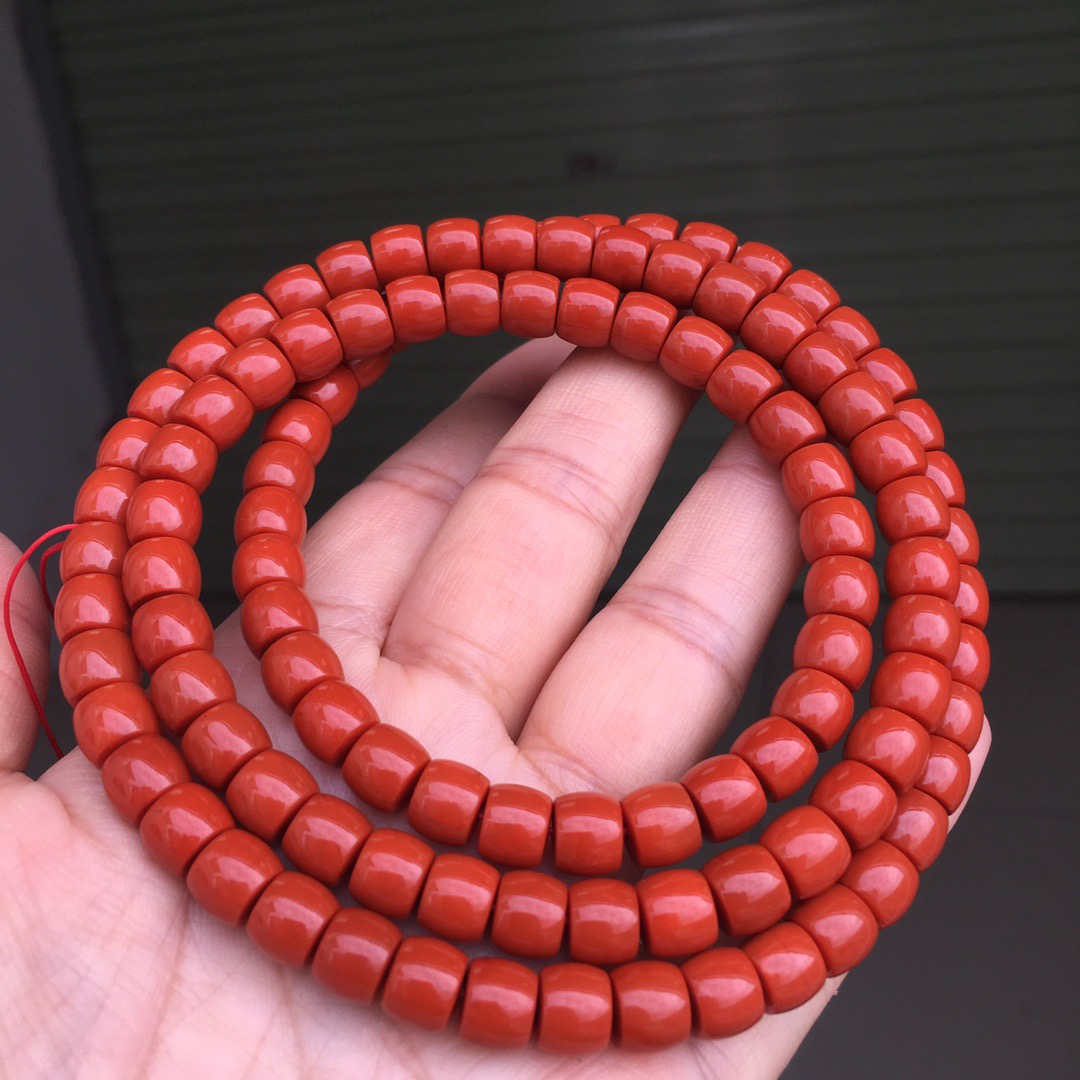 南红玛瑙手串手链瓦西料柿子红佛珠满色满肉直切手串