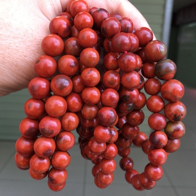 南红玛瑙手串瓦西料柿子红佛珠满色满肉雕刻手串