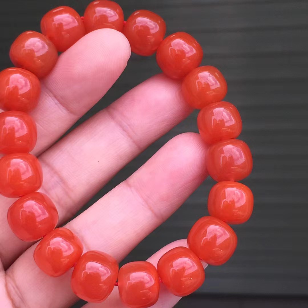 南红玛瑙天然南红玛瑙手串手链女款毛衣链吊坠柿子红老型樱桃红