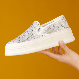夏季 2024新款 蕾丝布鞋 一脚蹬厚底网面乐福鞋 Tt&Mm 网鞋 汤姆斯女鞋