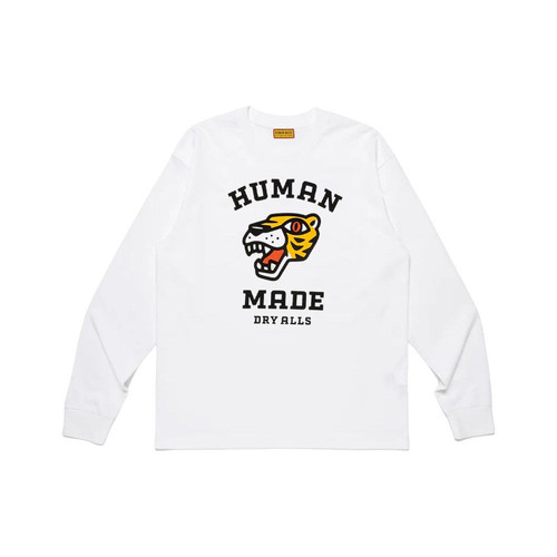 HUMAN MADE SS26 虎头图案字母印花休闲圆领宽松长袖T恤 男女同款