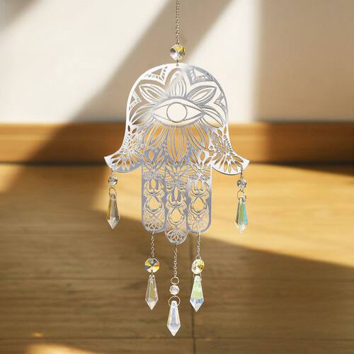 跨境新款佛手恶魔之眼天然水晶阳光捕手创意简约墙饰家居壁挂装饰