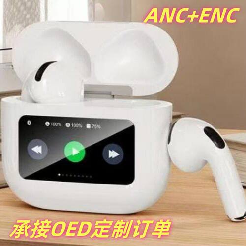 跨境A6/A12彩屏ANC+ENC半入耳主动降噪蓝牙耳机超长待机商务骑行