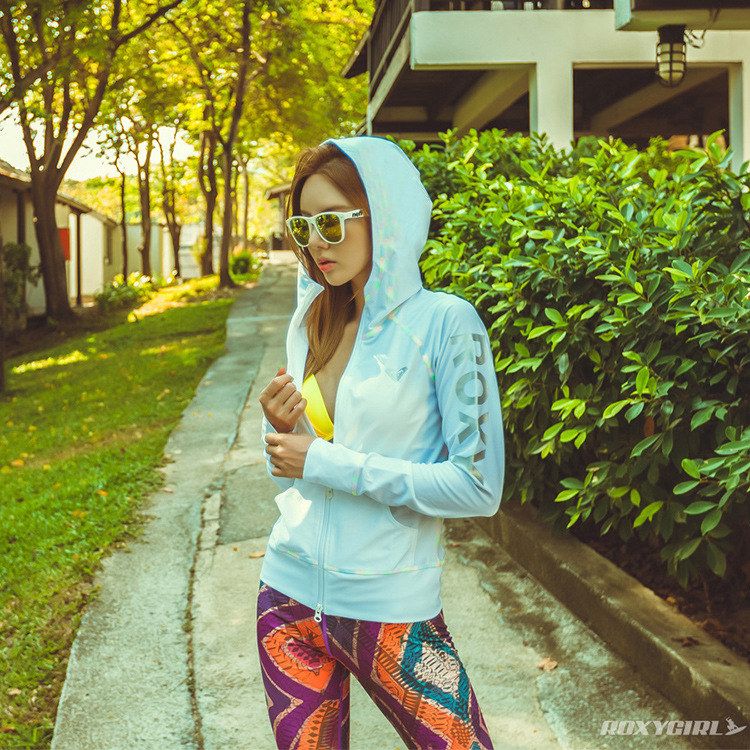ROXY外贸纯白潜水服女分体防潜水服