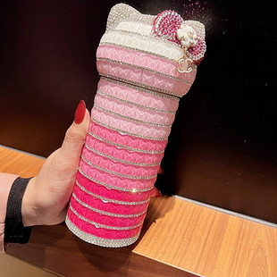 新款 HelloKitty保温杯女轻奢镶钻Kt猫水杯网红高颜值杯子生日礼物