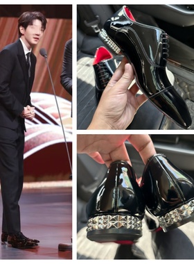 2025秋季新款cl红底男士薄底三接头真皮休闲系带皮鞋宴会新郎婚鞋