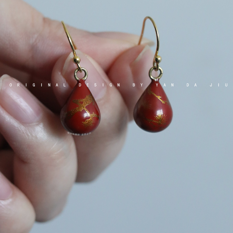 颜大玖原创-《松露》大漆彩绘工艺手绘蓝松耳钉-手作石胎漆器,饰品/流行首饰/时尚饰品新,耳环,淘宝优惠券,粉丝福利购,淘宝优惠卷