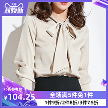 女装 衬衫 秋装 韩版 2019年秋季 蝴蝶结领带百搭职业雪纺上衣 新款 长袖