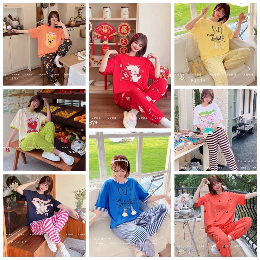 梵熙语2024春夏新款女生家居服短袖长裤卡通可爱针织全棉睡衣套装,女士内衣/男士内衣/家居服,睡衣/家居服套装,淘宝优惠券,粉丝福利购,淘宝优惠卷