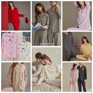 美梦2024秋季男女新款睡衣套装长袖女士甜美娃娃领纯棉家居服外穿