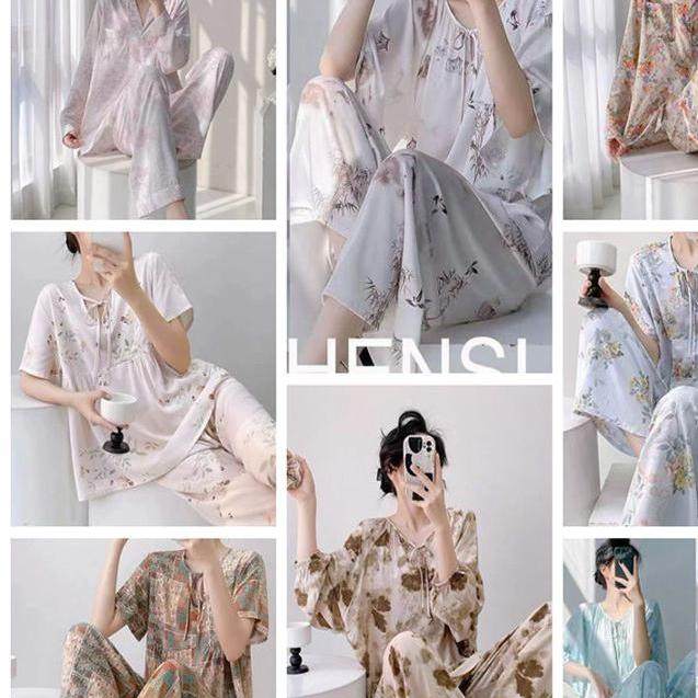 沐臻丝春夏季棉绸女短袖家居服