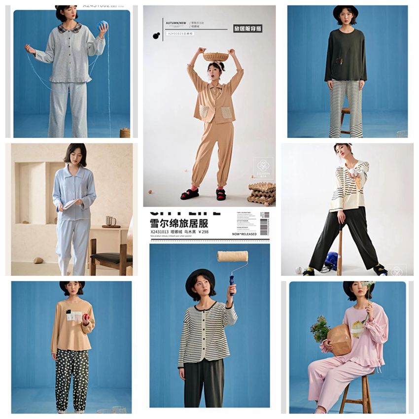 雪尔绵女纯棉休闲家居服可外穿