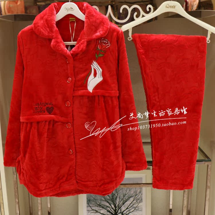 珊瑚绒韩版休闲家居服女士睡衣