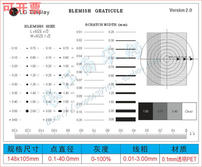 点线规 LG 污点卡点规尺测量具直径线宽品质检验灰度规透明菲林