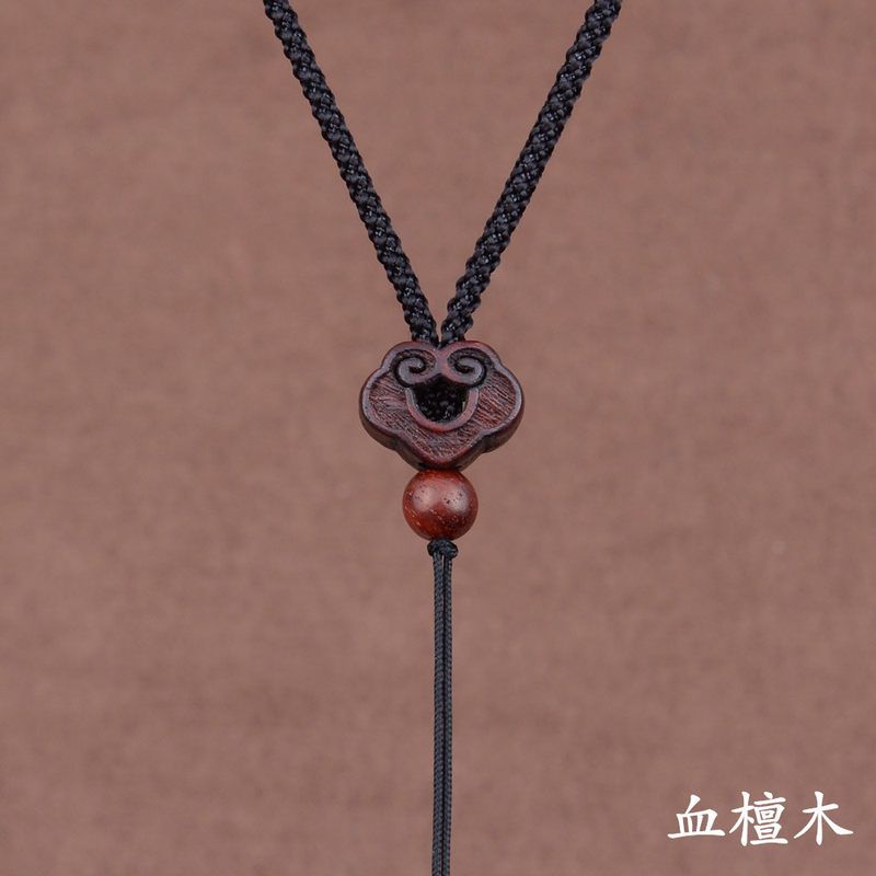 复古手工编织檀木项链挂件绳黑曜石翡翠玉佩天珠配绳男女吊坠绳子