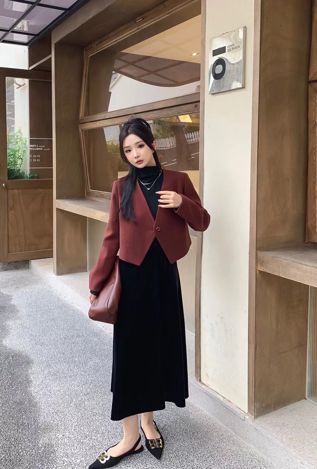 8127韩版时尚显瘦两件套连衣裙女2024秋冬季气质西装连衣裙套装