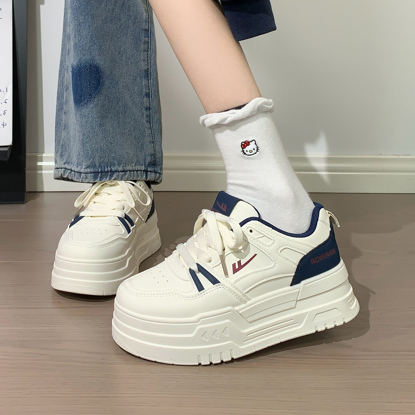 回力厚底小黑鞋女款增高百搭