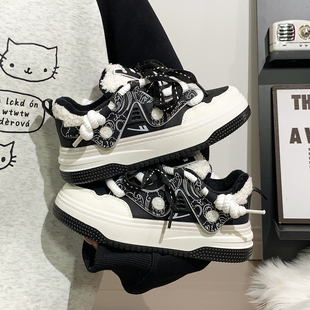 回力黑白熊猫色棉鞋男二棉鞋冬鞋2025冬季新款加绒情侣板鞋男女款