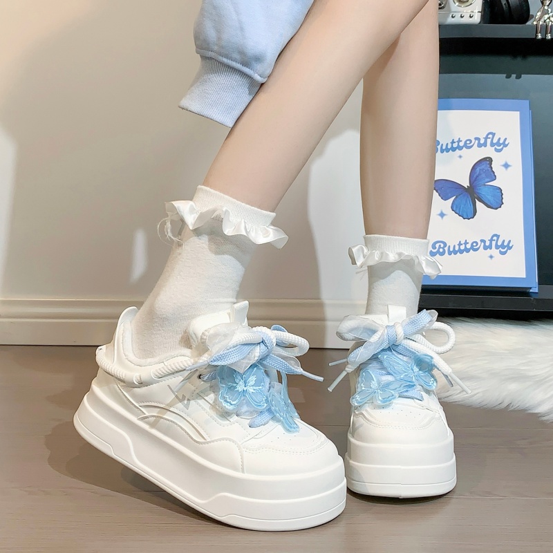 回力原创蝴蝶加绒小白鞋女