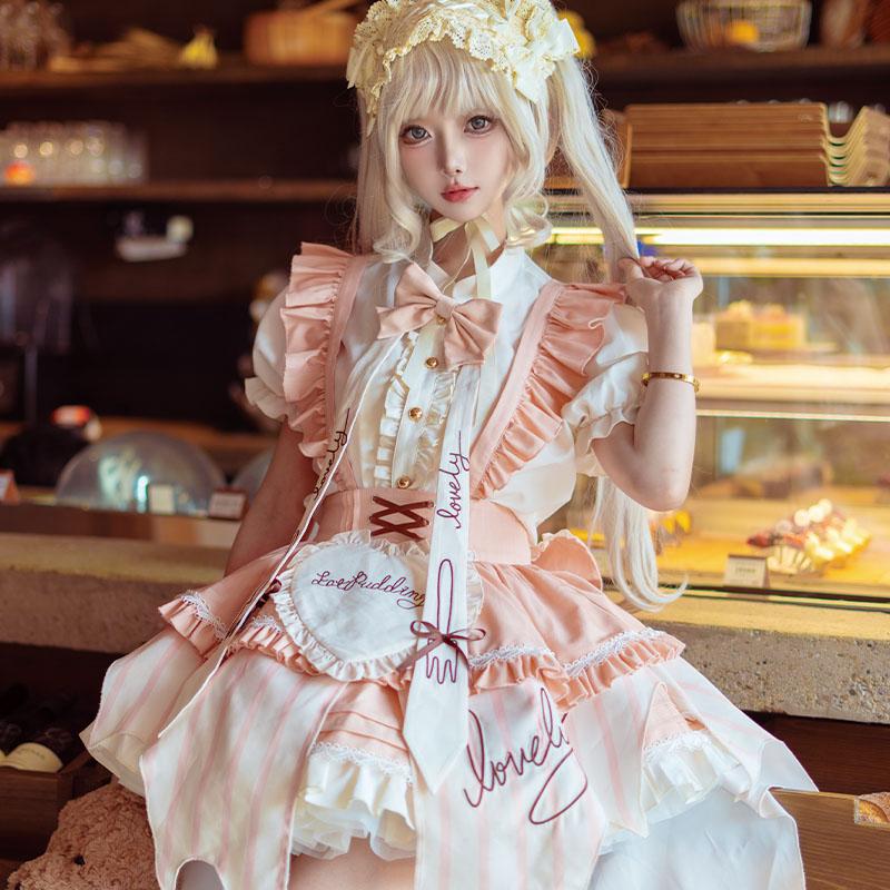 餐具泡泡袖Lolita系带内搭衬衫