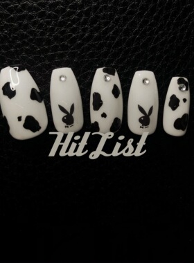 原创设计辣妹甲片持久全贴成品指甲可奶可酷奶牛彩妆美甲