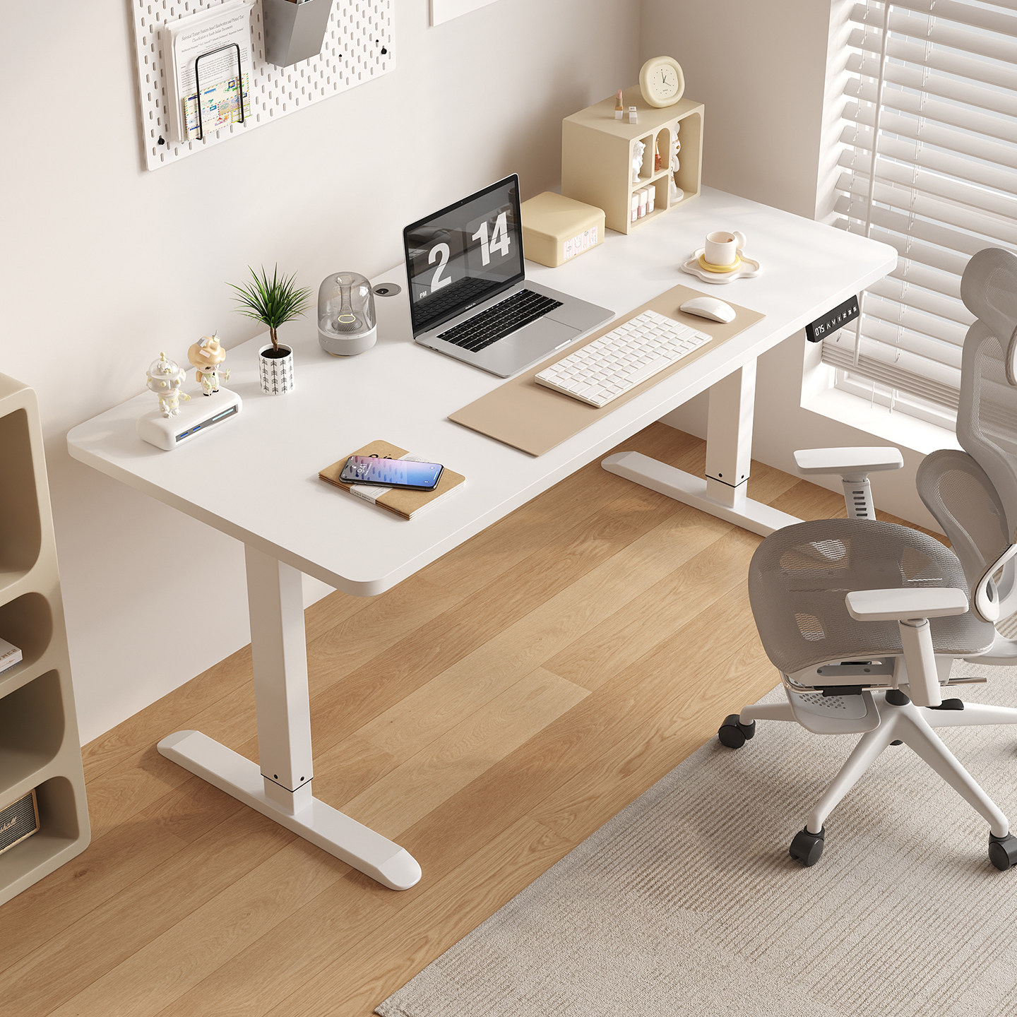 电动升降桌子实木电脑桌家用书桌工作台卧室电竞桌长方形桌办公桌