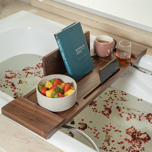 浴缸置物架 实木浴缸架 浴缸配件泡澡支架圆形浴缸置物板双人欧式