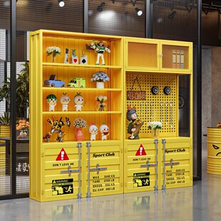 箱酒柜产品陈列靠墙货架展厂家 复古工业风店铺手办柜样品储物集装