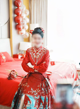 出租满庭芳灵鹊报喜红色马面裙套装2024新款女新中式国风汉服婚服