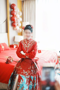 国风汉服婚服 女新中式 出租满庭芳灵鹊报喜红色马面裙套装 2024新款