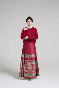 出租满庭芳楚山晓红色大衣敬酒服新中式上衣冬季新娘结婚羊毛外套