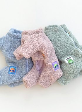 宠物冬季加厚后背拉链带牵小型犬引扣泰迪雪纳瑞长腿狗狗四脚棉袄