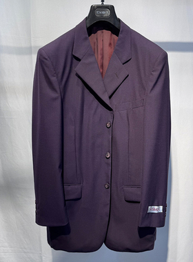 商场撤柜纯新羊毛紫色高级3粒西装肯豆风宽松复古oversize西装