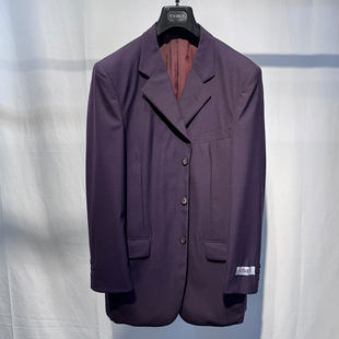 商场撤柜纯新羊毛紫色高级3粒西装 肯豆风宽松复古oversize西装