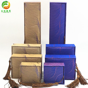 高档中国风首饰盒绸缎布流苏蜜蜡佛珠手链盒子翡翠玉器吊坠包装盒