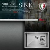 VIBORG域堡 厨柜星盆B 4mm厚304不锈钢手工水槽厨房菜盆大单槽套装