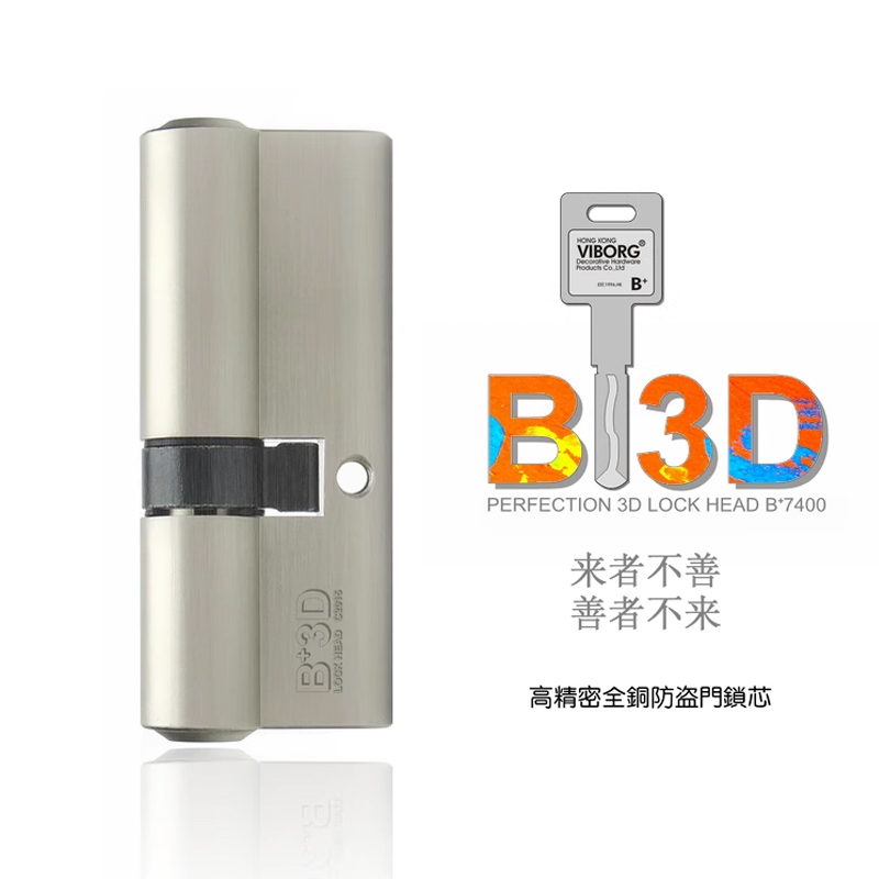 * VIBORG 三维防盗门锁芯B+级双面全铜防锡纸入户门锁芯门锁套装