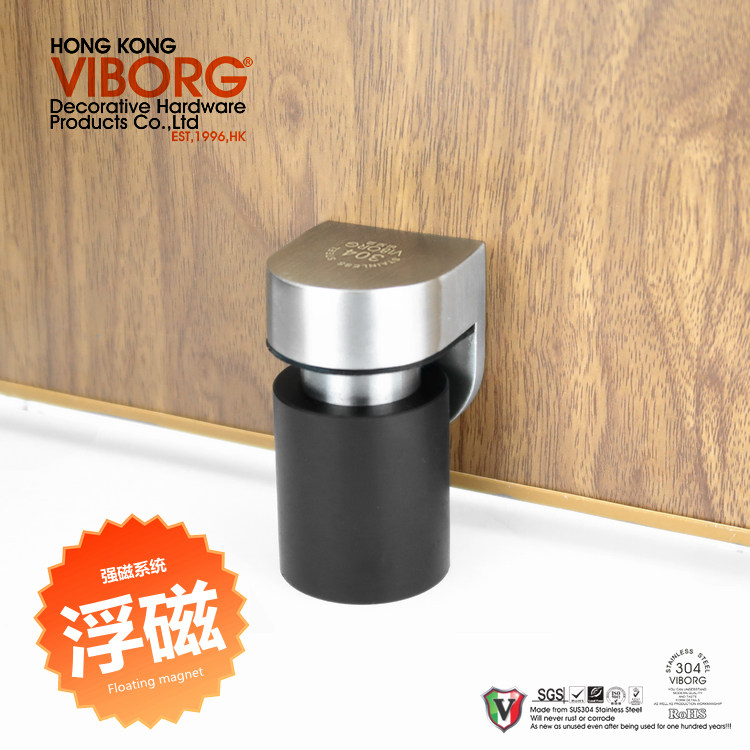 VIBORG 浮磁门吸 304不锈钢日式强磁门碰强磁地吸门吸防撞门挡