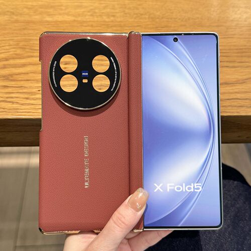适用于vivo xfold5磁吸双轴手机壳秒变非凡大师新款xfold5铰链保护套真皮质感素皮壳fold5超薄折叠屏精孔镜头