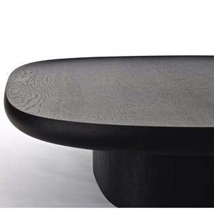 北欧黑橡木茶几意式 简约现代茶几椭圆茶几 茶几组合客厅茶几设计款