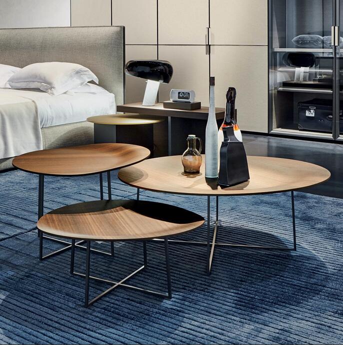 意式茶几简约现代客厅茶几组合意大利风格茶几定制胡桃木茶几北欧