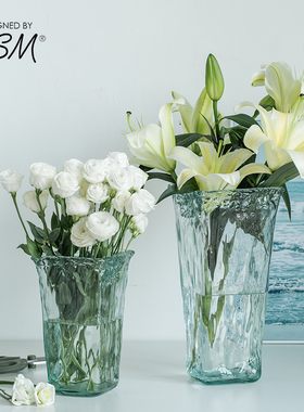 西班牙进口VSM花瓶摆件客厅绿植插花器透明玻璃鲜百合深水醒花桶