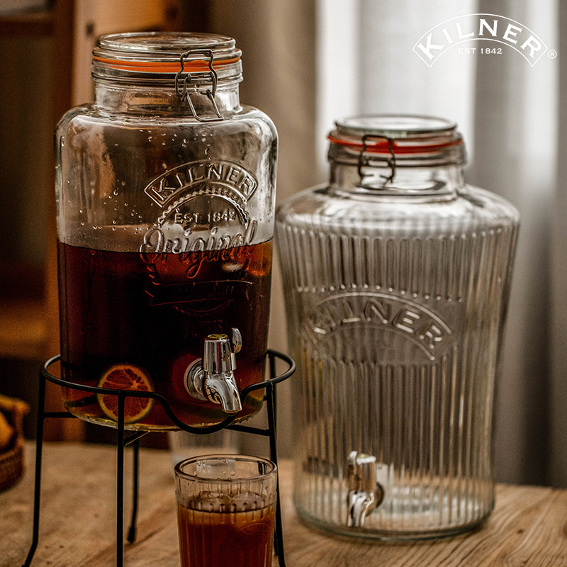 英国kilner可乐桶容器带龙头玻璃啤酒罐冷水壶水果茶桶容器饮料桶